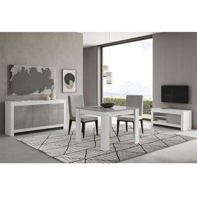 Non communiqué Ensemble Salon Séjour Blanc et Gris Marbré Meuble TV + Buffet 3 Portes + Table 100cm - DENAE - ALTOBUY Gris - Publicité Non communiqué Ensemble Salon Séjour Blanc et Gris Marbré Meuble TV + Buffet 3 Portes + Table 100cm - DENAE - ALTOBUY Gris - Publicité