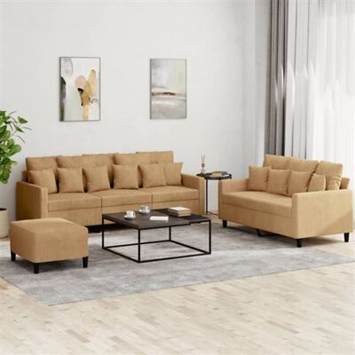 Non communiqué Ensemble de canapés 3 pcs avec coussins Marron Velours Marron - Publicité Non communiqué Ensemble de canapés 3 pcs avec coussins Marron Velours Marron - Publicité