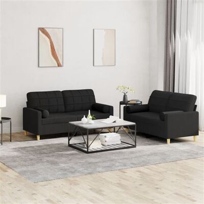 Non communiqué vidaXL Ensemble de canapés 2 pcs avec coussins noir tissu3201294 Noir - Publicité Non communiqué vidaXL Ensemble de canapés 2 pcs avec coussins noir tissu3201294 Noir - Publicité