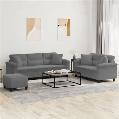 Non communiqué Ensemble de canapés 3 pcs coussins Gris foncé Tissu microfibre Gris foncé - Publicité Non communiqué Ensemble de canapés 3 pcs coussins Gris foncé Tissu microfibre Gris foncé - Publicité