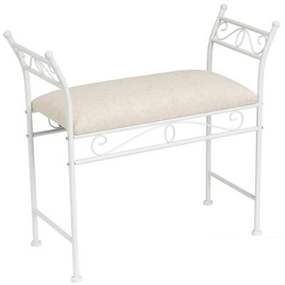 Non communiqué Banquette en tissu de lin coloris beige et métal coloris blanc - Longueur 74 x Profondeur 30 x Hauteur 67 cm- JUANIO - Beige - Publicité Non communiqué Banquette en tissu de lin coloris beige et métal coloris blanc - Longueur 74 x Profondeur 30 x Hauteur 67 cm- JUANIO - Beige - Publicité