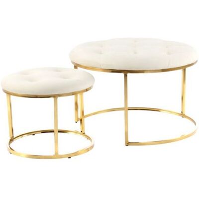 Non communiqué Lot de 2 Tabourets "Becky" 60cm Ivoire & Or Beige - Publicité Non communiqué Lot de 2 Tabourets "Becky" 60cm Ivoire & Or Beige - Publicité