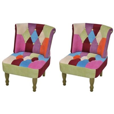 vidaXL Franse stoelen st met patchwork ontwerp tissu Multicolore - Publicité vidaXL Franse stoelen st met patchwork ontwerp tissu Multicolore - Publicité