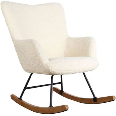 Non communiqué Fauteuil à bascule en tissu bouclette écru KAIRA Écru - Publicité Non communiqué Fauteuil à bascule en tissu bouclette écru KAIRA Écru - Publicité