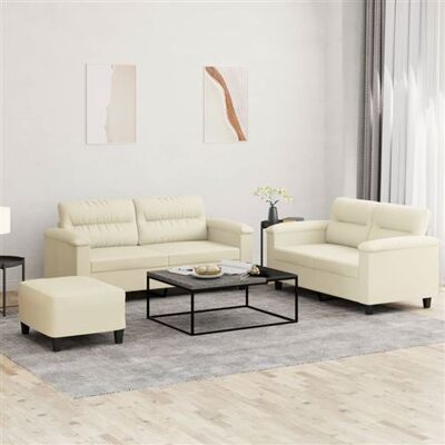 Non communiqué vidaXL Ensemble de canapés 3 pcs avec coussins Crème Similicuir3202368 Crème - Publicité Non communiqué vidaXL Ensemble de canapés 3 pcs avec coussins Crème Similicuir3202368 Crème - Publicité