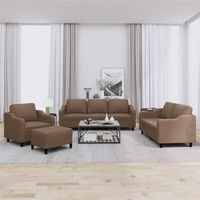 Non communiqué Ensemble de canapés 4 pcs avec coussins Marron Tissu Marron - Publicité Non communiqué Ensemble de canapés 4 pcs avec coussins Marron Tissu Marron - Publicité