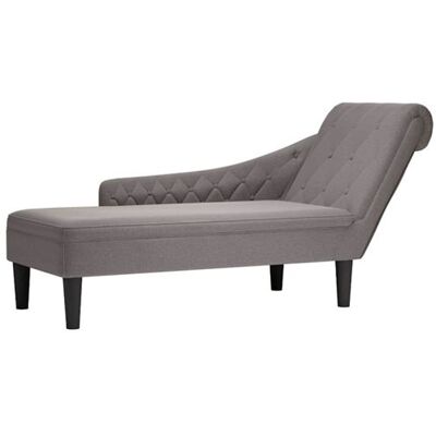 Chaise longue en tissu taupe avec coussin et accoudoir vidaXL - Publicité Chaise longue en tissu taupe avec coussin et accoudoir vidaXL - Publicité