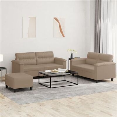 Non communiqué vidaXL 3-delige Loungeset met kussens kunstleer cappuccino3202371 Marron - Publicité Non communiqué vidaXL 3-delige Loungeset met kussens kunstleer cappuccino3202371 Marron - Publicité