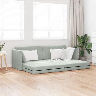 Non communiqué Canapé lit au sol 2 en 1 Gris clair 213x144x60 cm Velours Gris clair - Publicité Non communiqué Canapé lit au sol 2 en 1 Gris clair 213x144x60 cm Velours Gris clair - Publicité