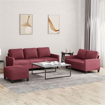 Ensemble de Canapés en Tissu Rouge 3 Pièces - Mobilier de Salon - Publicité Ensemble de Canapés en Tissu Rouge 3 Pièces - Mobilier de Salon - Publicité