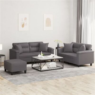 Non communiqué vidaXL 3-delige Loungeset met kussens kunstleer grijs3202379 Gris - Publicité Non communiqué vidaXL 3-delige Loungeset met kussens kunstleer grijs3202379 Gris - Publicité