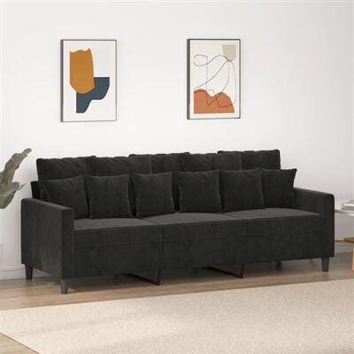 Non communiqué vidaXL Canapé à 3 places Noir 180 cm Velours Gris - Publicité Non communiqué vidaXL Canapé à 3 places Noir 180 cm Velours Gris - Publicité