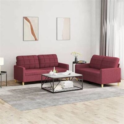 Non communiqué vidaXL Ensemble de canapés 2 pcs avec coussins Rouge bordeaux Tissu Rouge - Publicité Non communiqué vidaXL Ensemble de canapés 2 pcs avec coussins Rouge bordeaux Tissu Rouge - Publicité
