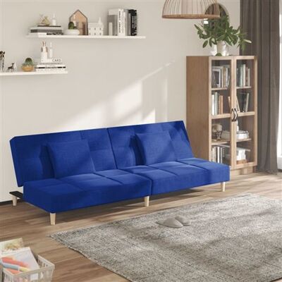 Non communiqué vidaXL Canapé-lit à 2 places avec deux oreillers bleu tissu Bleu - Publicité Non communiqué vidaXL Canapé-lit à 2 places avec deux oreillers bleu tissu Bleu - Publicité