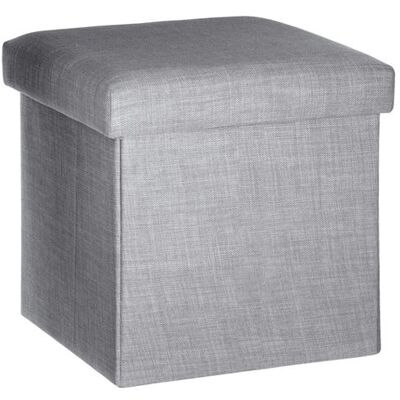 TOMAZ - Pufe de armazenamento dobrável - L38 x H38 cm - Cinza claro - Publicité TOMAZ - Pufe de armazenamento dobrável - L38 x H38 cm - Cinza claro - Publicité