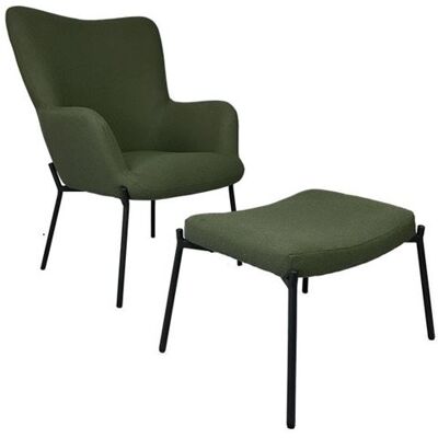 Non communiqué Fauteuil en tissu boucle vert kaki avec repose-pieds EIRA Vert - Publicité Non communiqué Fauteuil en tissu boucle vert kaki avec repose-pieds EIRA Vert - Publicité
