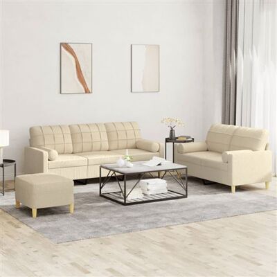 Ensemble de Canapés en Tissu Crème 3 Pièces vidaXL - Mobilier de Salon - Publicité Ensemble de Canapés en Tissu Crème 3 Pièces vidaXL - Mobilier de Salon - Publicité