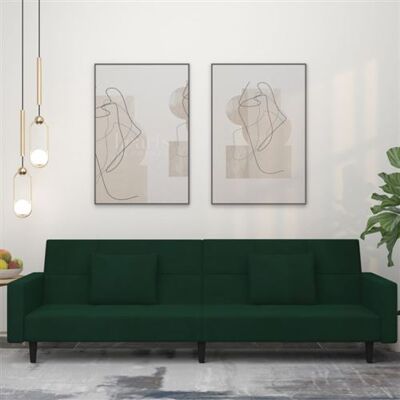 Non communiqué vidaXL Canapé-lit à 2 places avec deux oreillers Vert foncé Velours Vert - Publicité Non communiqué vidaXL Canapé-lit à 2 places avec deux oreillers Vert foncé Velours Vert - Publicité