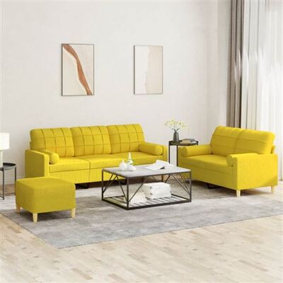 Non communiqué vidaXL 3-delige Loungeset met kussens stof lichtgeel3201335 Jaune - Publicité Non communiqué vidaXL 3-delige Loungeset met kussens stof lichtgeel3201335 Jaune - Publicité
