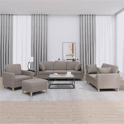 Non communiqué vidaXL Ensemble de canapés 4 pcs avec coussins taupe tissu3202085 Taupe - Publicité Non communiqué vidaXL Ensemble de canapés 4 pcs avec coussins taupe tissu3202085 Taupe - Publicité
