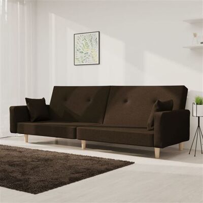 Non communiqué vidaXL Canapé-lit à 2 places avec deux oreillers marron foncé tissu Marron - Publicité Non communiqué vidaXL Canapé-lit à 2 places avec deux oreillers marron foncé tissu Marron - Publicité
