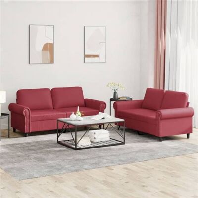 Non communiqué Ensemble de canapés 2 pcs et coussins Rouge bordeaux Similicuir Multicolore - Publicité Non communiqué Ensemble de canapés 2 pcs et coussins Rouge bordeaux Similicuir Multicolore - Publicité
