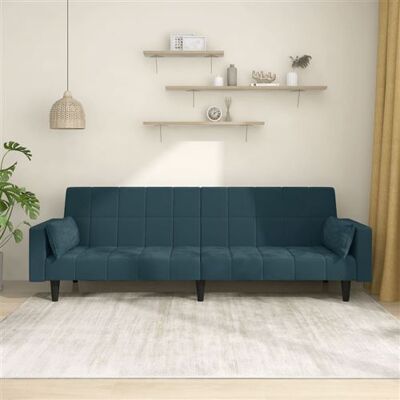 VIDAXL Canapé-Lit - Velours Bleu 2-en-1 220x84.5cm - Publicité VIDAXL Canapé-Lit - Velours Bleu 2-en-1 220x84.5cm - Publicité