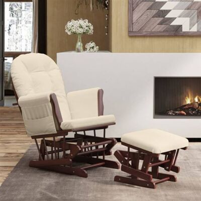 Non communiqué vidaXL Chaise à bascule met voetenbank tissu crèmeblanc Blanc - Publicité Non communiqué vidaXL Chaise à bascule met voetenbank tissu crèmeblanc Blanc - Publicité