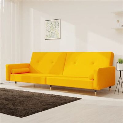 Non communiqué vidaXL Canapé-lit à 2 places avec deux oreillers Jaune Velours Jaune - Publicité Non communiqué vidaXL Canapé-lit à 2 places avec deux oreillers Jaune Velours Jaune - Publicité