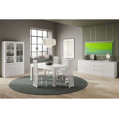 Non communiqué Ensemble Séjour Complet Laqué Blanc Table 160cm + Buffet + Vitrine avec Leds - DEYTON - ALTOBUY Blanc - Publicité Non communiqué Ensemble Séjour Complet Laqué Blanc Table 160cm + Buffet + Vitrine avec Leds - DEYTON - ALTOBUY Blanc - Publicité