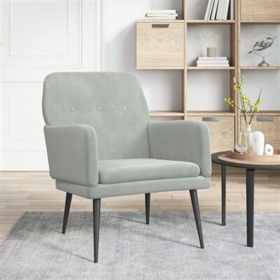 Non communiqué Fauteuil Gris clair 62x79x79 cm Velours gris clair - Publicité Non communiqué Fauteuil Gris clair 62x79x79 cm Velours gris clair - Publicité