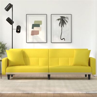 Non communiqué Canapé lit avec coussins jaune clair tissu Jaune - Publicité Non communiqué Canapé lit avec coussins jaune clair tissu Jaune - Publicité