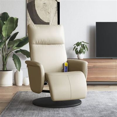 Fauteuil de massage en cuir synthétique crème 6 points vidaXL - Publicité Fauteuil de massage en cuir synthétique crème 6 points vidaXL - Publicité