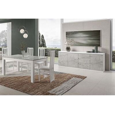 Non communiqué Ensemble Séjour Blanc et Gris Marbré Table 160cm + Buffet 3 Portes - DEYTON - ALTOBUY Gris - Publicité Non communiqué Ensemble Séjour Blanc et Gris Marbré Table 160cm + Buffet 3 Portes - DEYTON - ALTOBUY Gris - Publicité