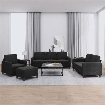 Non communiqué Ensemble de canapés 4 pcs noir velours Noir - Publicité Non communiqué Ensemble de canapés 4 pcs noir velours Noir - Publicité