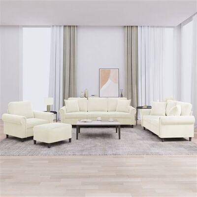 Non communiqué vidaXL 4-delige Loungeset met kussens fluweel crÃmekleurig3202208 Blanc - Publicité Non communiqué vidaXL 4-delige Loungeset met kussens fluweel crÃmekleurig3202208 Blanc - Publicité