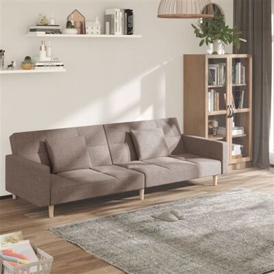 VIDAXL Canapé-lit - Taupe 2-en-1 avec Coussins - Publicité VIDAXL Canapé-lit - Taupe 2-en-1 avec Coussins - Publicité