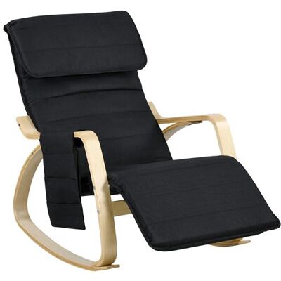 Non communiqué Fauteuil à bascule - fauteuil relax repose-pied réglable, poche rangement, tétière - bois tissu noir Noir - Publicité Non communiqué Fauteuil à bascule - fauteuil relax repose-pied réglable, poche rangement, tétière - bois tissu noir Noir - Publicité