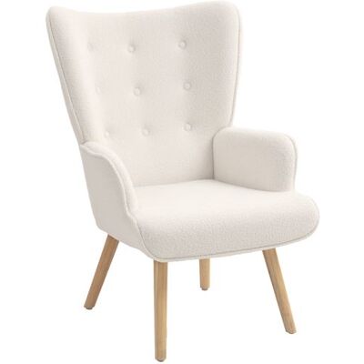 Non communiqué Fauteuil à oreilles style nordique piètement bois effet laine bouclée beige clair Beige - Publicité Non communiqué Fauteuil à oreilles style nordique piètement bois effet laine bouclée beige clair Beige - Publicité