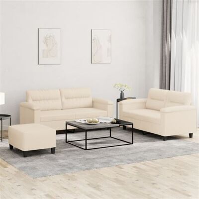 Ensemble de Canapés Microfibre Beige 3 pièces vidaXL - Publicité Ensemble de Canapés Microfibre Beige 3 pièces vidaXL - Publicité