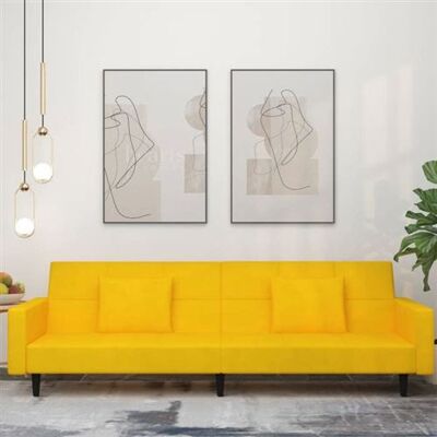 Non communiqué vidaXL Canapé-lit à 2 places avec deux oreillers Jaune Velours Jaune - Publicité Non communiqué vidaXL Canapé-lit à 2 places avec deux oreillers Jaune Velours Jaune - Publicité
