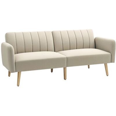 Non communiqué Canapé convertible 2 places design scandinave dossier inclinable 3 positions pieds bois tissu aspect lin beige Beige - Publicité Non communiqué Canapé convertible 2 places design scandinave dossier inclinable 3 positions pieds bois tissu aspect lin beige Beige - Publicité