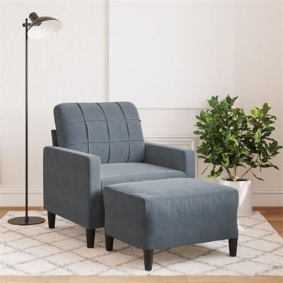 vidaXL - Fauteuil avec repose-pieds - Gris foncé - Publicité vidaXL - Fauteuil avec repose-pieds - Gris foncé - Publicité