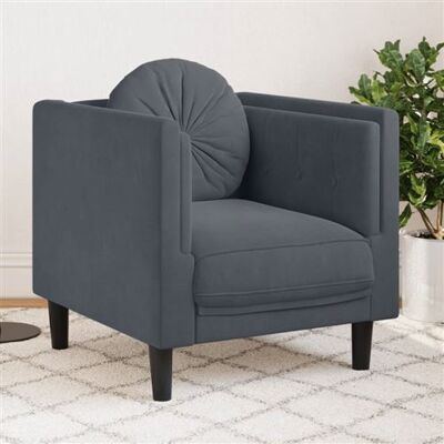 Non communiqué vidaXL Fauteuil avec coussin gris foncé velours Gris foncé - Publicité Non communiqué vidaXL Fauteuil avec coussin gris foncé velours Gris foncé - Publicité
