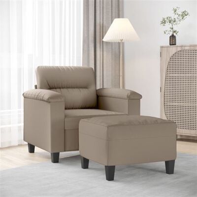 Fauteuil VIDAXL avec repose-pieds - Microfibre, Gris, 60cm - Publicité Fauteuil VIDAXL avec repose-pieds - Microfibre, Gris, 60cm - Publicité