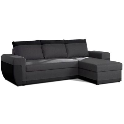 BestMobilier Milan - Canapé d'angle réversible - 4 places - Convertible avec coffre - En simili et tissu - Noir / Gris Noir / Gris - Publicité BestMobilier Milan - Canapé d'angle réversible - 4 places - Convertible avec coffre - En simili et tissu - Noir / Gris Noir / Gris - Publicité