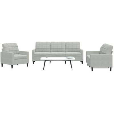 Vidaxl - Ensemble de Canapés avec Coussins 3 Pièces Velours Gris Clair 496323 - Publicité Vidaxl - Ensemble de Canapés avec Coussins 3 Pièces Velours Gris Clair 496323 - Publicité