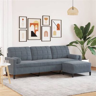Canapé en Velours 3 Places avec Pouf - Sofa - Publicité Canapé en Velours 3 Places avec Pouf - Sofa - Publicité