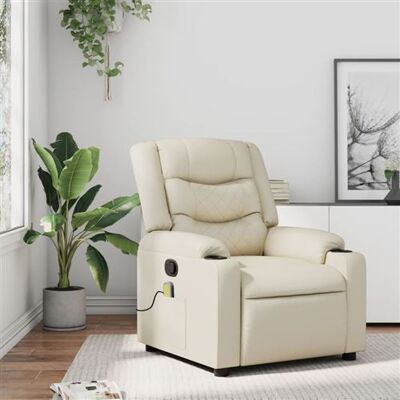 VIDAXL Fauteuil de massage inclinable - Cuir synthétique crème - Publicité VIDAXL Fauteuil de massage inclinable - Cuir synthétique crème - Publicité