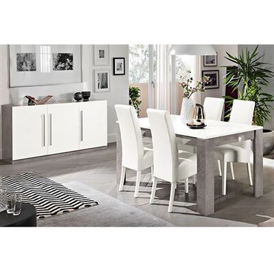 Non communiqué Ensemble Séjour Blanc et Marbre Table 190cm + Buffet 3 Portes - CLARK - ALTOBUY Blanc - Publicité Non communiqué Ensemble Séjour Blanc et Marbre Table 190cm + Buffet 3 Portes - CLARK - ALTOBUY Blanc - Publicité